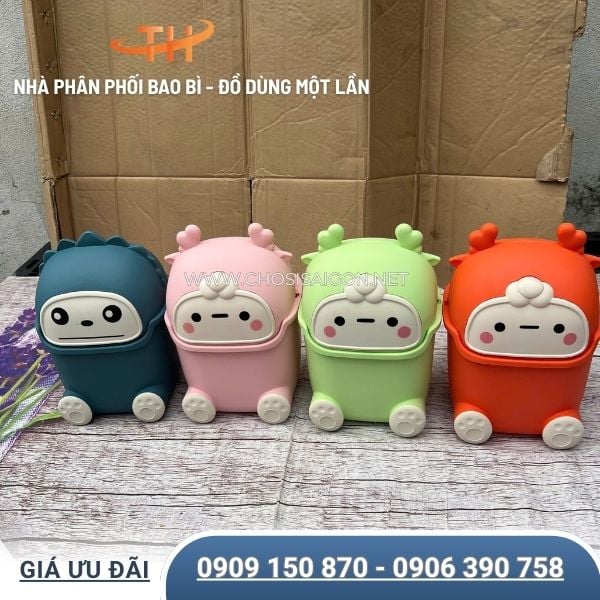 Thùng rác mini nhỏ gọn đủ màu hình thú cute