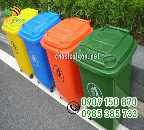 Thùng rác có bánh xe nhiều màu 120 lít sỉ rẻ