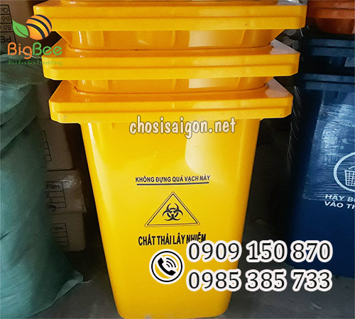 Thùng rác 240 lít màu vàng giá sỉ rẻ TP.HCM