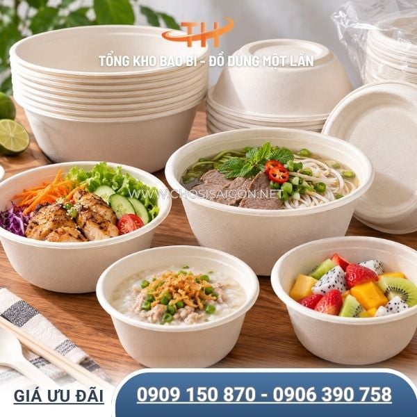 Tô bã mía chịu nhiệt đựng thức ăn, cháo, bún, phở giá sỉ
