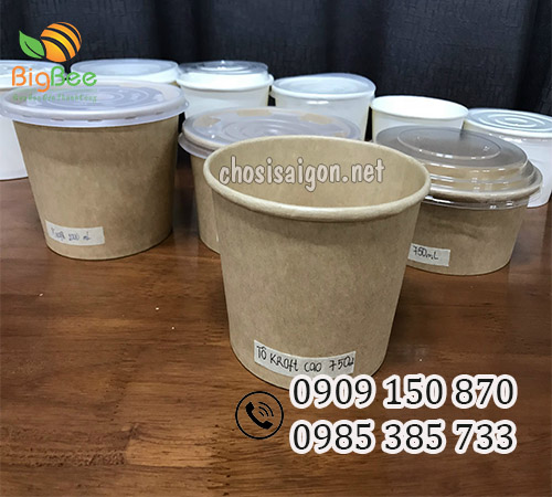 Tô (bát) giấy kraft đựng phở 750ml sỉ siêu rẻ