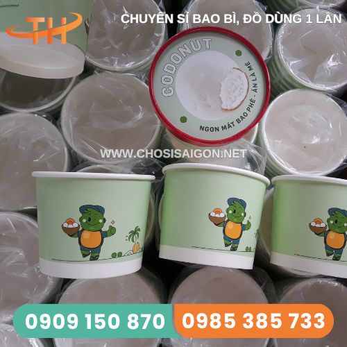 Tô giấy 360ml đựng kem in logo