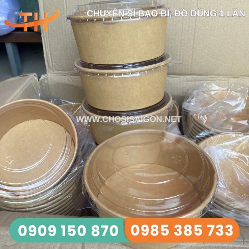 Tô giấy kraft nâu 750ml dùng 1 lần