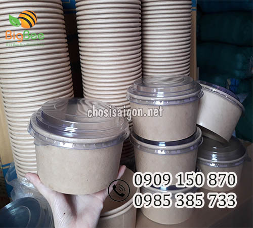 Tô giấy kraft 750ml nắp pet giá sỉ rẻ cho đại lý