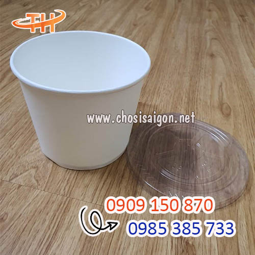 Tô giấy trắng trơn có nắp giá rẻ