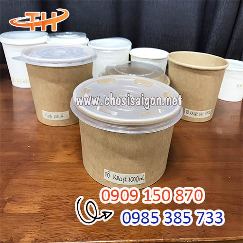 Tô giấy kraft, trắng trơn đủ dung tích giá sỉ siêu rẻ