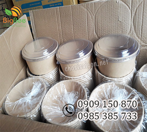 Tô (Hộp) giấy kraft 500ml đựng bánh bông lan giá rẻ