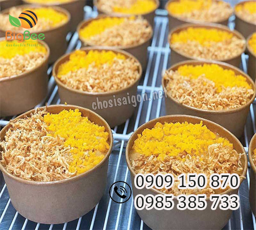 Tô (Hộp) giấy kraft 1000ml đựng bánh bông lan trứng muối giá sỉ rẻ