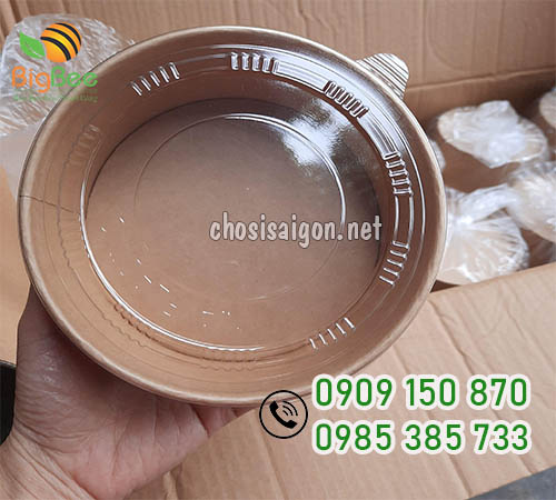 Tô giấy kraft nâu nắp PP 750ml giá rẻ