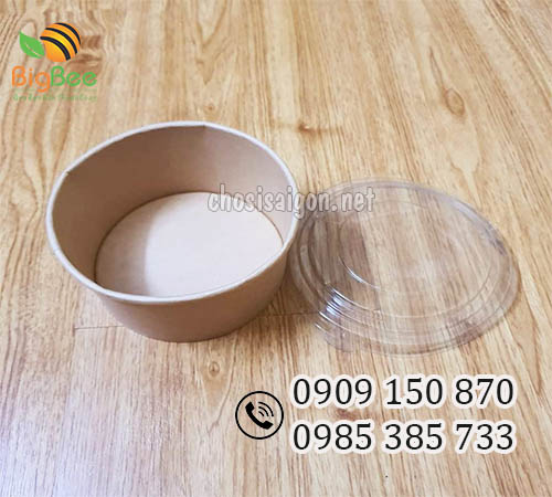 Tô giấy nâu kraft có nắp 500ml giá rẻ ưu đãi