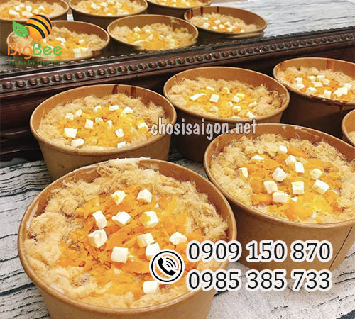 Tô giấy nâu kraft 1000ml đựng bánh bông lan, bún, phở sỉ rẻ