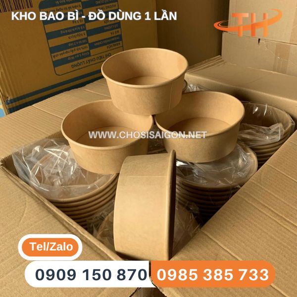 Tô giấy 1000ml kraft nâu đựng bánh bông lan giá sỉ rẻ