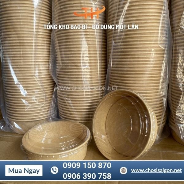 Tô giấy kraft 500ml chịu nhiệt tốt giá rẻ