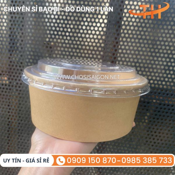 Tô giấy kraft 750ml nắp pet giá sỉ ưu đãi