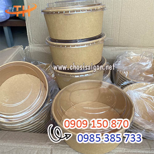 Tô giấy kraft 750ml đựng bánh bông lan giá rẻ