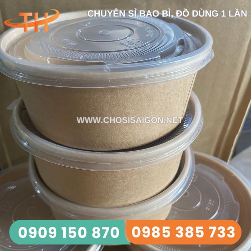 Tô giấy kraft nâu 750ml an toàn, thân thiện môi trường