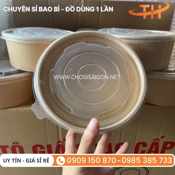 Tô giấy kraft 750ml đựng thức ăn chịu nhiệt tốt