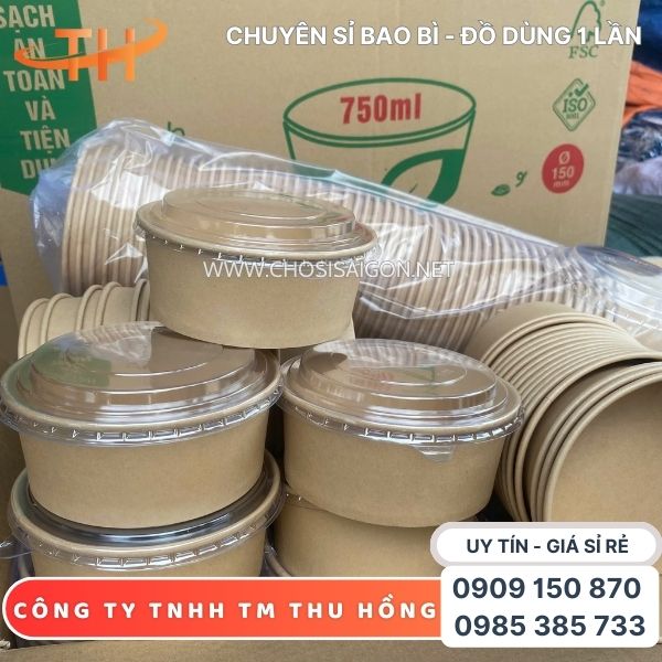 Tô giấy kraft 750ml chịu nhiệt tốt đựng thức ăn