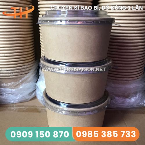 Tô giấy kraft 1000ml có nắp