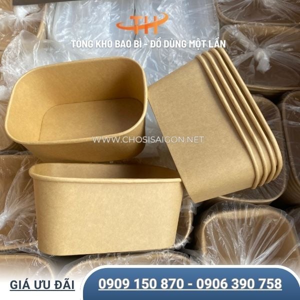 Tô giấy kraft chữ nhật 1000ml giá tốt giao nhanh