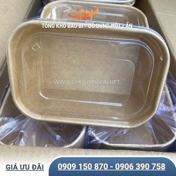 Tô giấy kraft chữ nhật 750ml giữ nhiệt tốt, an toàn giá sỉ rẻ