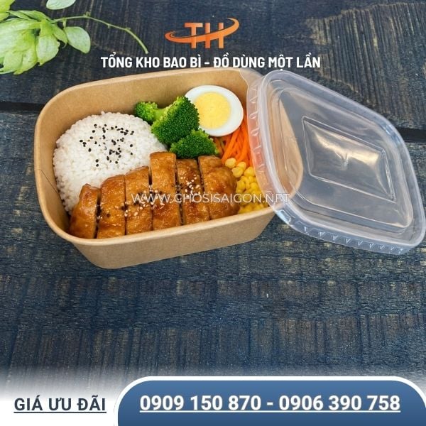 Tô giấy kraft chữ nhật đựng thức ăn mang đi chất lượng tốt