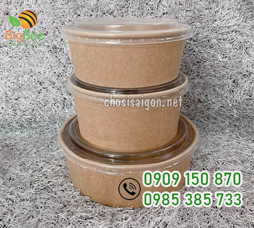 Tô giấy kraft nâu 1000ml đựng thức ăn nóng sỉ lẻ