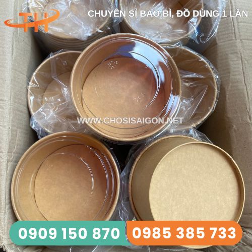 Tô giấy kraft nâu 750ml có nắp