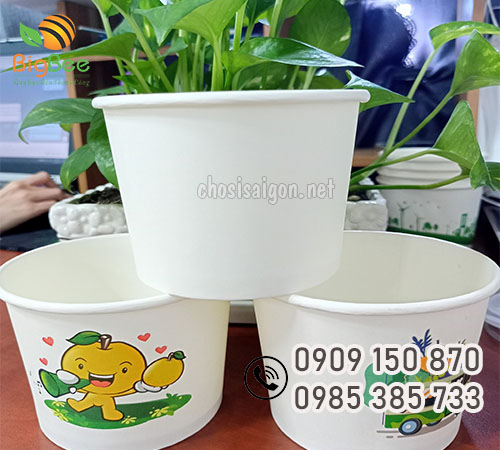 Tô giấy trắng 500ml có nắp giá rẻ