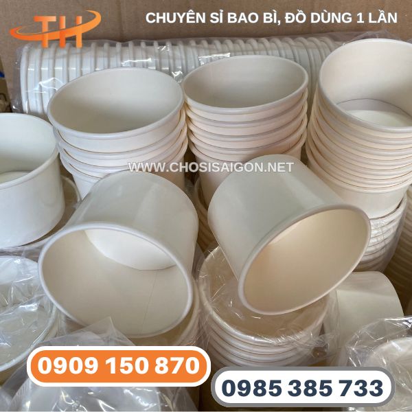 Tô giấy trắng trơn dùng 1 lần giá rẻ