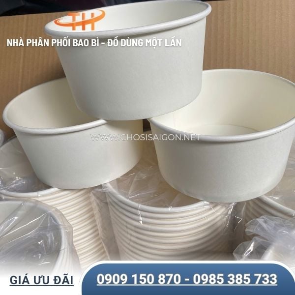 Tô giấy trắng trơn dùng 1 lần