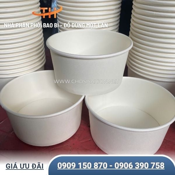 Tô giấy trắng trơn dùng 1 lần an toàn, tiện lợi