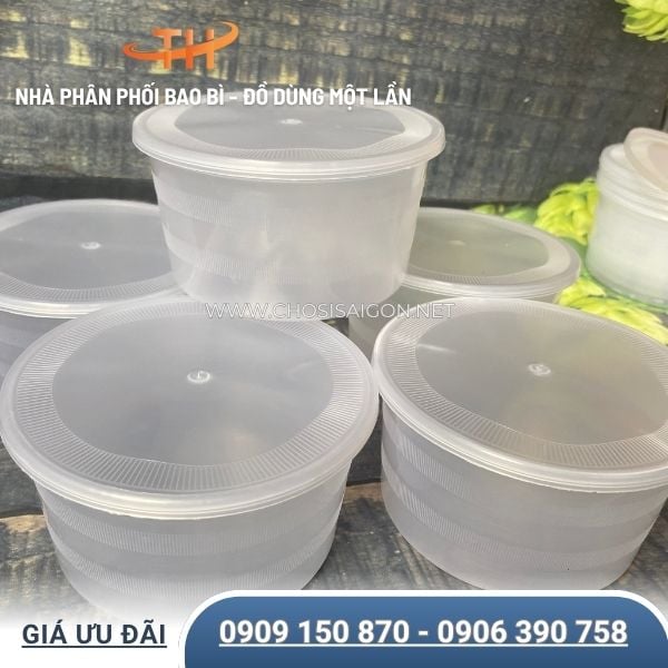 Thố nhựa tròn 500ml đựng chè, cháo, bún, phở
