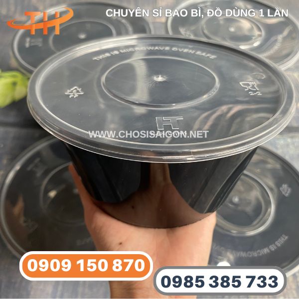 Tô nhựa 750ml có nắp – chống tràn, bền