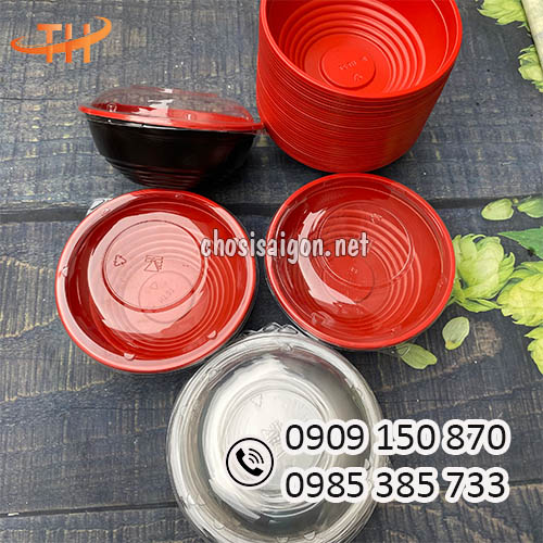 Tô nhựa đen đỏ đựng mỳ trộn, tré, miến xào sỉ rẻ