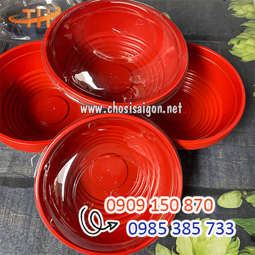 Tô nhựa đỏ đen 850ml đựng thức ăn giá siêu rẻ