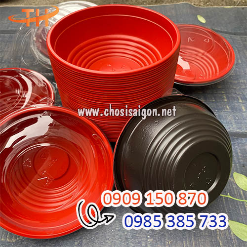 Tô nhựa đỏ đen có nắp giá rẻ mua ở đâu