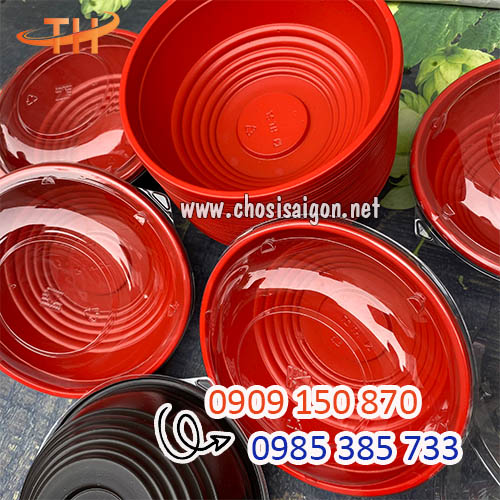Tô nhựa đỏ đen có nắp giá tốt nhất HCM