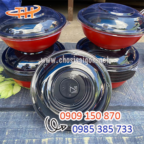 Tô nhựa đỏ đen dùng 1 lần sỉ rẻ tốt