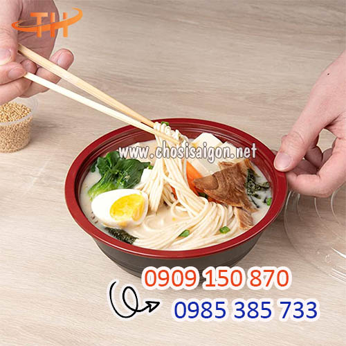 Tô nhựa đỏ đen đựng thức ăn giá sỉ rẻ