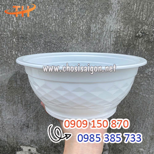 Thố, tô nhựa kim cương 1000ml trắng sữa sỉ rẻ
