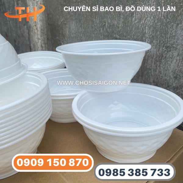 Tô nhựa trắng sữa kim cương 1000ml cao cấp giá rẻ
