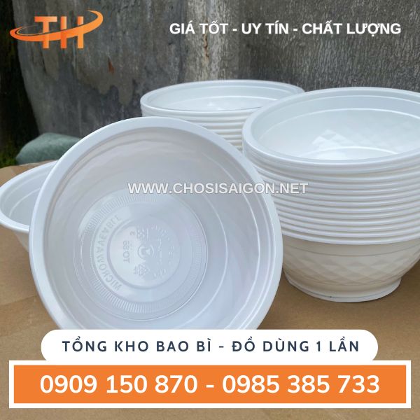 Tô nhựa kim cương trắng sữa 1000ml