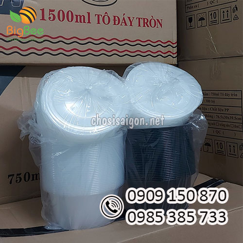 Tô nhựa tròn có nắp sỉ rẻ cho cửa hàng
