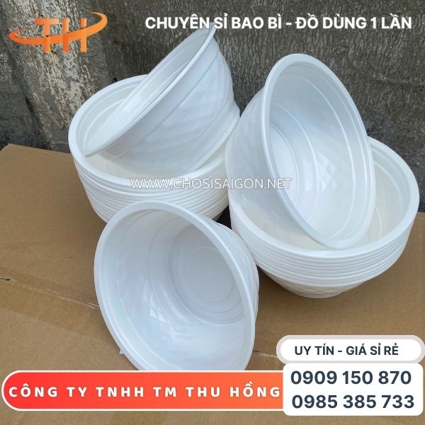 Tô nhựa trắng sữa kim cương 1000ml kho sỉ rẻ