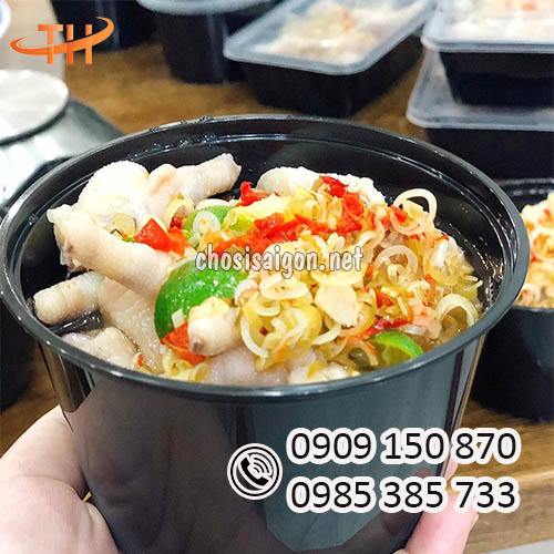 Sỉ rẻ tô nhựa đen 1000ml đựng thức ăn