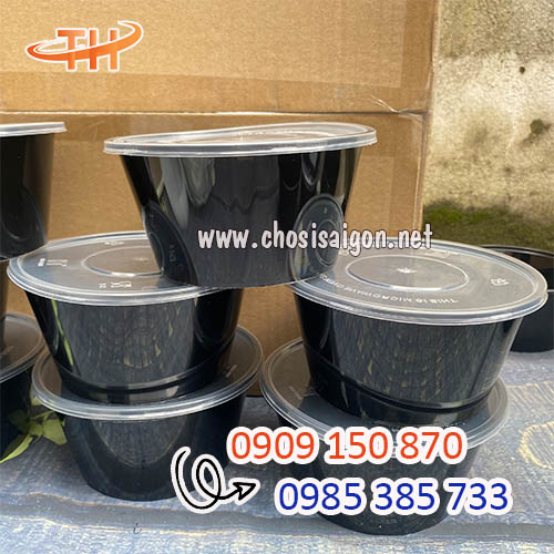 Tô nhựa tròn 750ml màu đen giá tốt