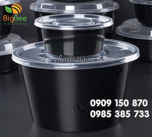 Tô nhựa tròn màu đen giá sỉ rẻ đựng thức ăn
