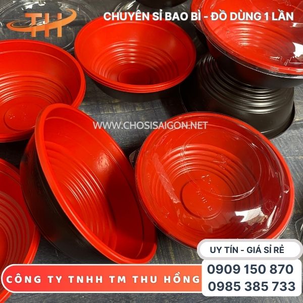 Tô nhựa đỏ đen chịu nhiệt tốt đựng cháo, bún, phở giá rẻ