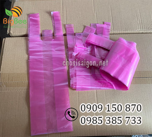 Túi xốp màu hồng đựng 2 ly thức uống giá sỉ rẻ